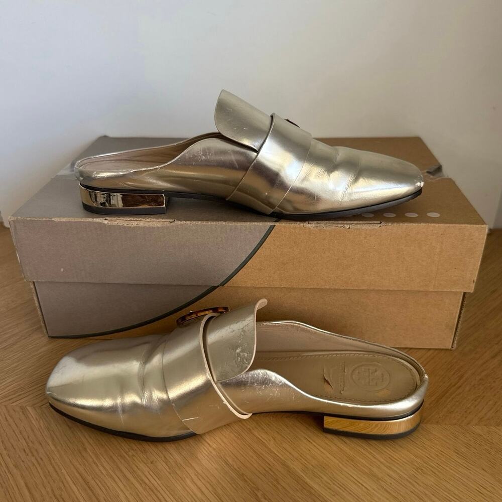 Tory Burch Sidney ‘Gold Tone’ Women Mule Slip On Shoes  - SZ 7.5 - Picture 12 of 14